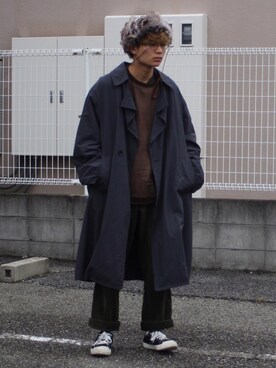 「niko and...（ニコアンド）のアイテム（トレンチコート）」を使った、間井谷　勇生【大阪美容師】さん（メンズ・169cm）の秋コーディネート