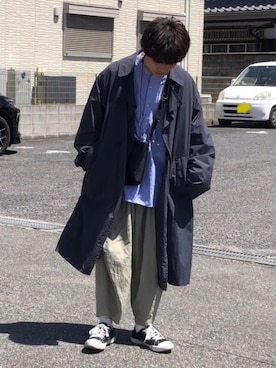 「niko and...（ニコアンド）のアイテム（トレンチコート）」を使った、間井谷　勇生【大阪美容師】さん（メンズ・169cm）の春コーディネート
