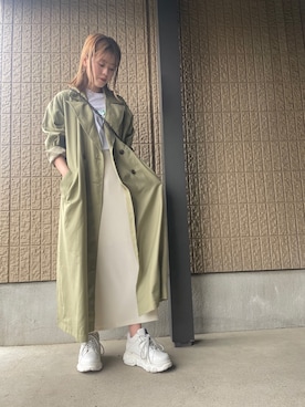 「moussy」｜「アイテム（トレンチコート）」を使った、rena70さん（レディース・157cm）の春コーディネート