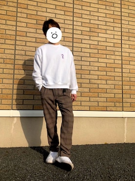 「GU（ジーユー）のアイテム（スウェット、ホワイト系）」を使った、Yu☺︎さん（レディース・148cm）の春コーディネート