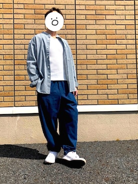 「UNIQLO（ユニクロ）のアイテム（シャツ/ブラウス、ブルー系）」を使った、Yu☺︎さん（レディース・148cm）の春コーディネート