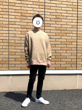 「coen（コーエン）のカットアゼWフェイスロングスリーブカットソー（Tシャツ/カットソー、ベージュ系）」を使った、Yu☺︎さん（レディース・148cm）の春コーディネート