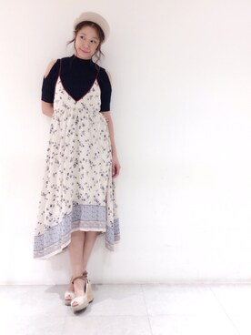 「Supreme.La.La.（シュープリームララ）のアイテム（帽子）」を使った、Harei Arakawaさん（レディース・168cm）の春コーディネート