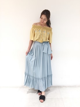 「Supreme.La.La.（シュープリームララ）のアイテム」を使った、Harei Arakawaさん（レディース・168cm）の春コーディネート