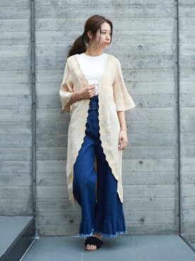 「Supreme.La.La.（シュープリームララ）のアイテム（パンツ）」を使った、Harei Arakawaさん（レディース・168cm）の夏コーディネート