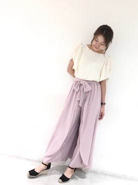 「Supreme.La.La.（シュープリームララ）のアイテム（パンツ）」を使った、Harei Arakawaさん（レディース・168cm）の夏コーディネート