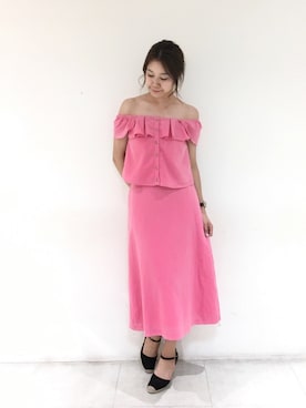 「Supreme.La.La.（シュープリームララ）のアイテム（その他トップス）」を使った、Harei Arakawaさん（レディース・168cm）の夏コーディネート