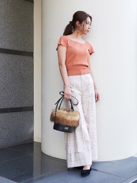 「Supreme.La.La.（シュープリームララ）のアイテム（パンツ）」を使った、Harei Arakawaさん（レディース・168cm）の夏コーディネート
