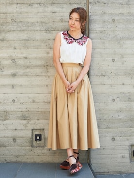 「Supreme.La.La.（シュープリームララ）のアイテム（パンプス）」を使った、Harei Arakawaさん（レディース・168cm）の夏コーディネート