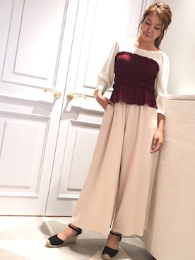「Supreme.La.La.（シュープリームララ）のアイテム（パンツ）」を使った、Harei Arakawaさん（レディース・168cm）の夏コーディネート