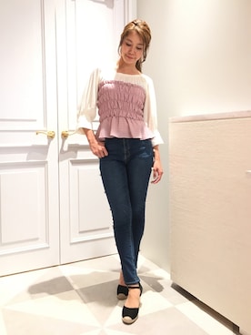 「Supreme.La.La.（シュープリームララ）のアイテム（パンツ）」を使った、Harei Arakawaさん（レディース・168cm）の夏コーディネート