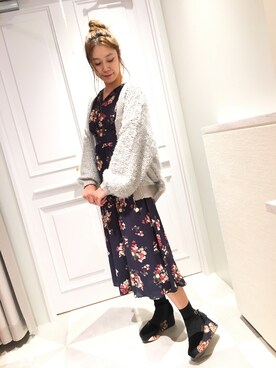 「Supreme.La.La.（シュープリームララ）のアイテム（ワンピース/ドレス）」を使った、Harei Arakawaさん（レディース・168cm）の秋コーディネート