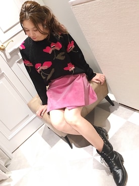 「Supreme.La.La.（シュープリームララ）のアイテム（スカート）」を使った、Harei Arakawaさん（レディース・168cm）の秋コーディネート
