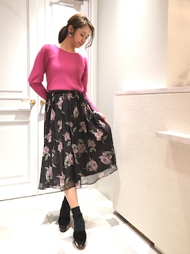 「Supreme.La.La.（シュープリームララ）のアイテム（スカート）」を使った、Harei Arakawaさん（レディース・168cm）の秋コーディネート