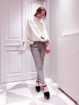 「Supreme.La.La.（シュープリームララ）のアイテム（パンツ）」を使った、Harei Arakawaさん（レディース・168cm）の冬コーディネート