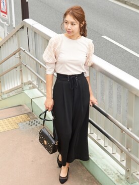 「Supreme.La.La.（シュープリームララ）のアイテム（パンツ）」を使った、Harei Arakawaさん（レディース・168cm）の冬コーディネート