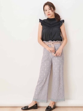 「Supreme.La.La.（シュープリームララ）のアイテム（パンツ）」を使った、Harei Arakawaさん（レディース・168cm）の夏コーディネート