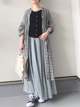 「Samansa Mos2 blue（サマンサモスモスブルー）のアイテム（シャツワンピース）」を使った、haruさん（レディース・162cm）の春コーディネート