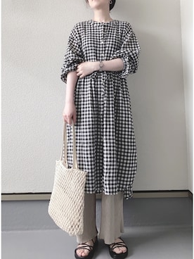 「Samansa Mos2 blue（サマンサモスモスブルー）のアイテム（シャツワンピース）」を使った、haruさん（レディース・162cm）の春コーディネート