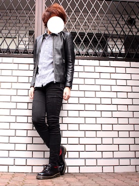 「UNIQLO（ユニクロ）のWOMEN ウルトラストレッチジーンズ（デニムパンツ）」を使った、りょうすけさん（メンズ・166cm）の冬コーディネート