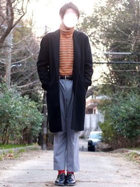 「FACTOTUM（ファクトタム）のアイテム（チェスターコート）」を使った、りょうすけさん（メンズ・166cm）の冬コーディネート