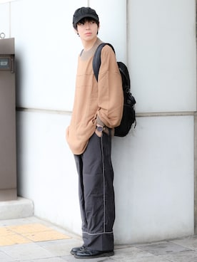 「my beautiful landlet（マイビューティフルランドレット）のアイテム（スウェット）」を使った、りょうすけさん（メンズ・166cm）の秋コーディネート