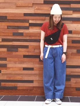 「coenスタッフスタイリング」｜「アイテム（ニットキャップ/ビーニー）」を使った、coen  あんどうさん（レディース・163cm）の春コーディネート