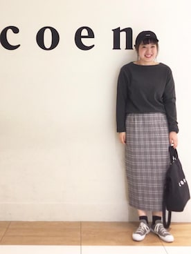 「coen（コーエン）の【シルバー→WEB限定】coen2WAYロゴトートバッグ（トートバッグ、ブラック系）」を使った、coen  あんどうさん（レディース・163cm）の夏コーディネート