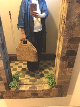 「ZAKKA-BOX（ザッカボックス）のアイテム（かごバッグ）」を使った、eri1616さん（レディース・156cm）の秋コーディネート