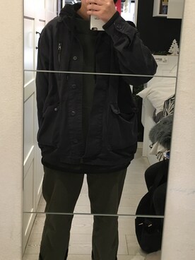 「PULL&BEAR（プルアンドベア）のアイテム（ブルゾン）」を使った、菅甜江灰さん（レディース・170cm）の冬コーディネート