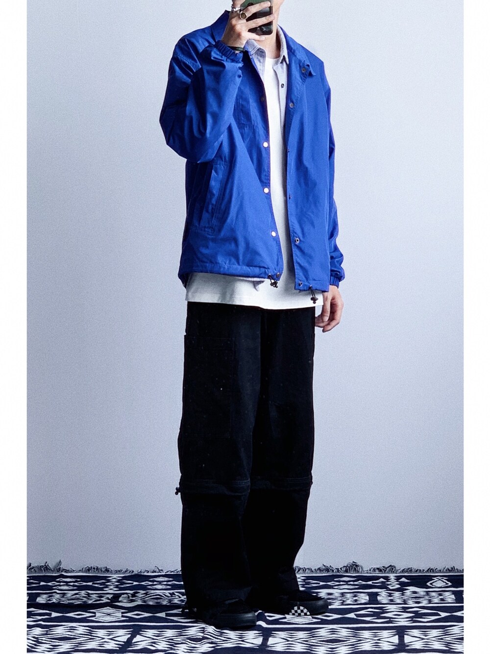 「ootd、秋のコーデ、秋コーデ、秋、VANS、休日スタイル、休日コーデ、Proteus」｜「Proteusのアイテム（ブルゾン、ブルー系）」を使った、灰白光さん（メンズ・176cm）の夏コーディネートの1枚目の写真
