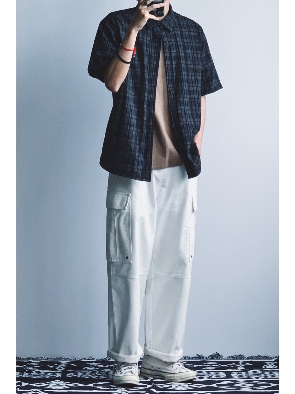 「ootd、夏、夏コーデ、休日スタイル、休日コーデ、converse、Proteus」｜「Proteusのアイテム（シャツ/ブラウス、その他）」を使った、灰白光さん（メンズ・176cm）の夏コーディネートの1枚目の写真