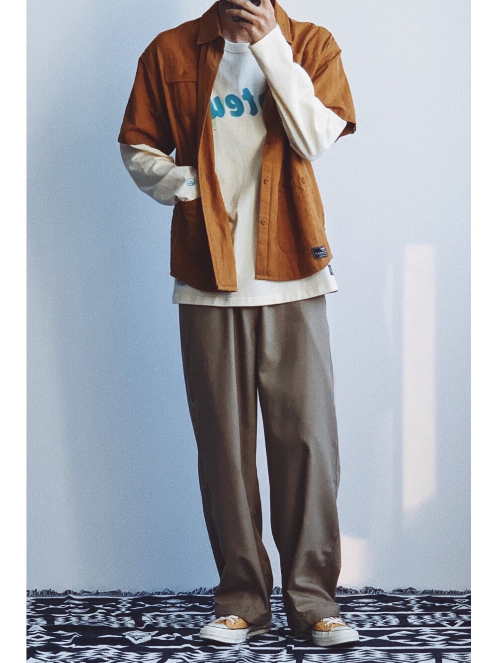 「ootd、夏、夏コーデ、秋のコーデ、秋コーデ、休日スタイル、休日コーデ、Proteus、converse」｜「Proteusのアイテム（シャツ/ブラウス、その他）」を使った、灰白光さん（メンズ・176cm）の夏コーディネートの1枚目の写真