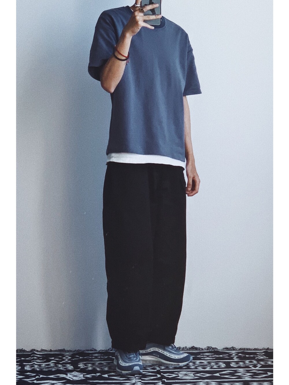 「ootd、夏、夏コーデ、休日スタイル、休日コーデ、NIKE、Proteus」｜「Proteusのアイテム（Tシャツ/カットソー、その他）」を使った、灰白光さん（メンズ・176cm）の秋コーディネートの1枚目の写真
