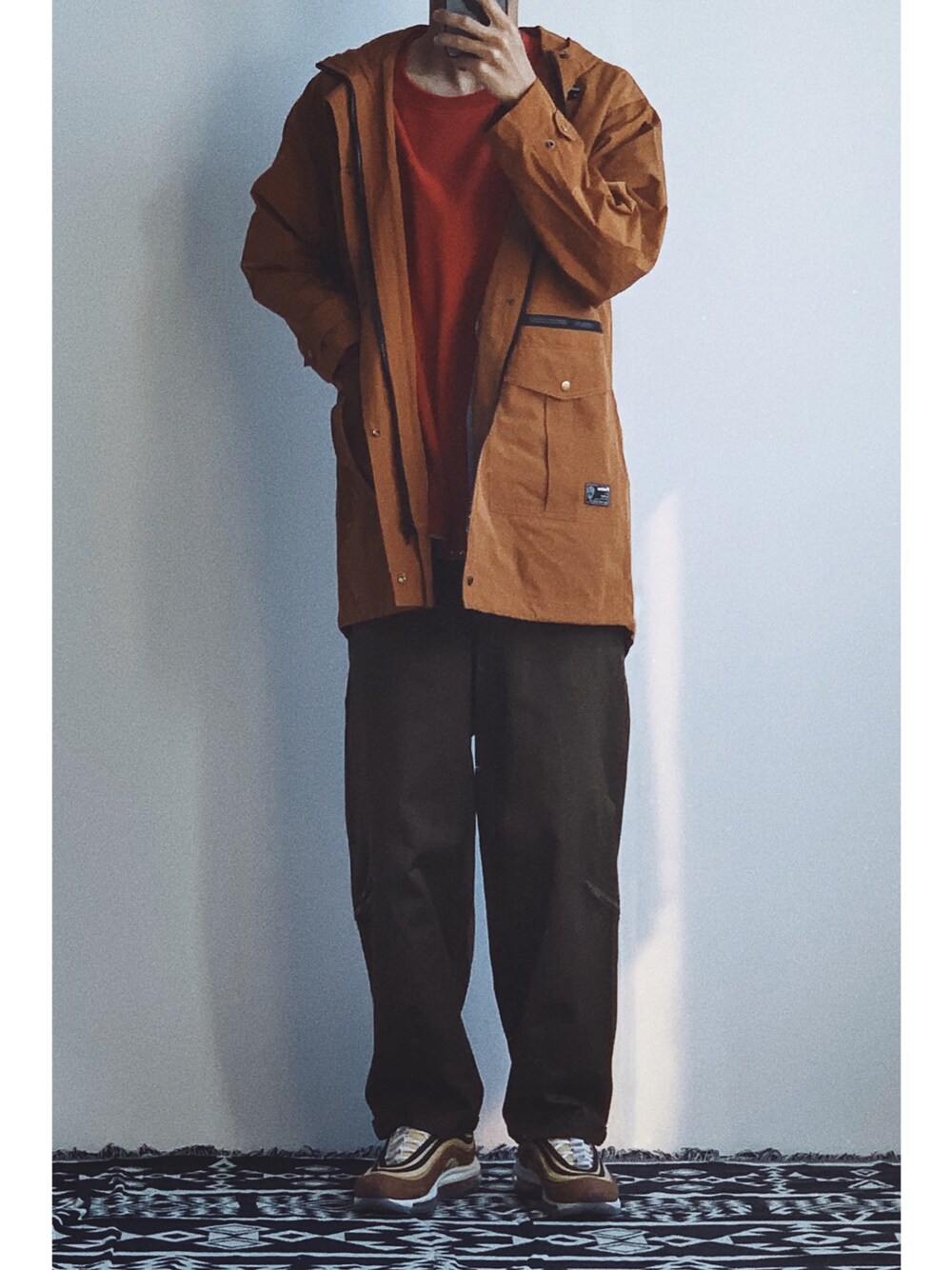 「ootd、秋のコーデ、秋コーデ、秋、休日スタイル、休日コーデ、Proteus、NIKE」｜「Proteusのアイテム（ピーコート、その他）」を使った、灰白光さん（メンズ・176cm）の秋コーディネートの1枚目の写真