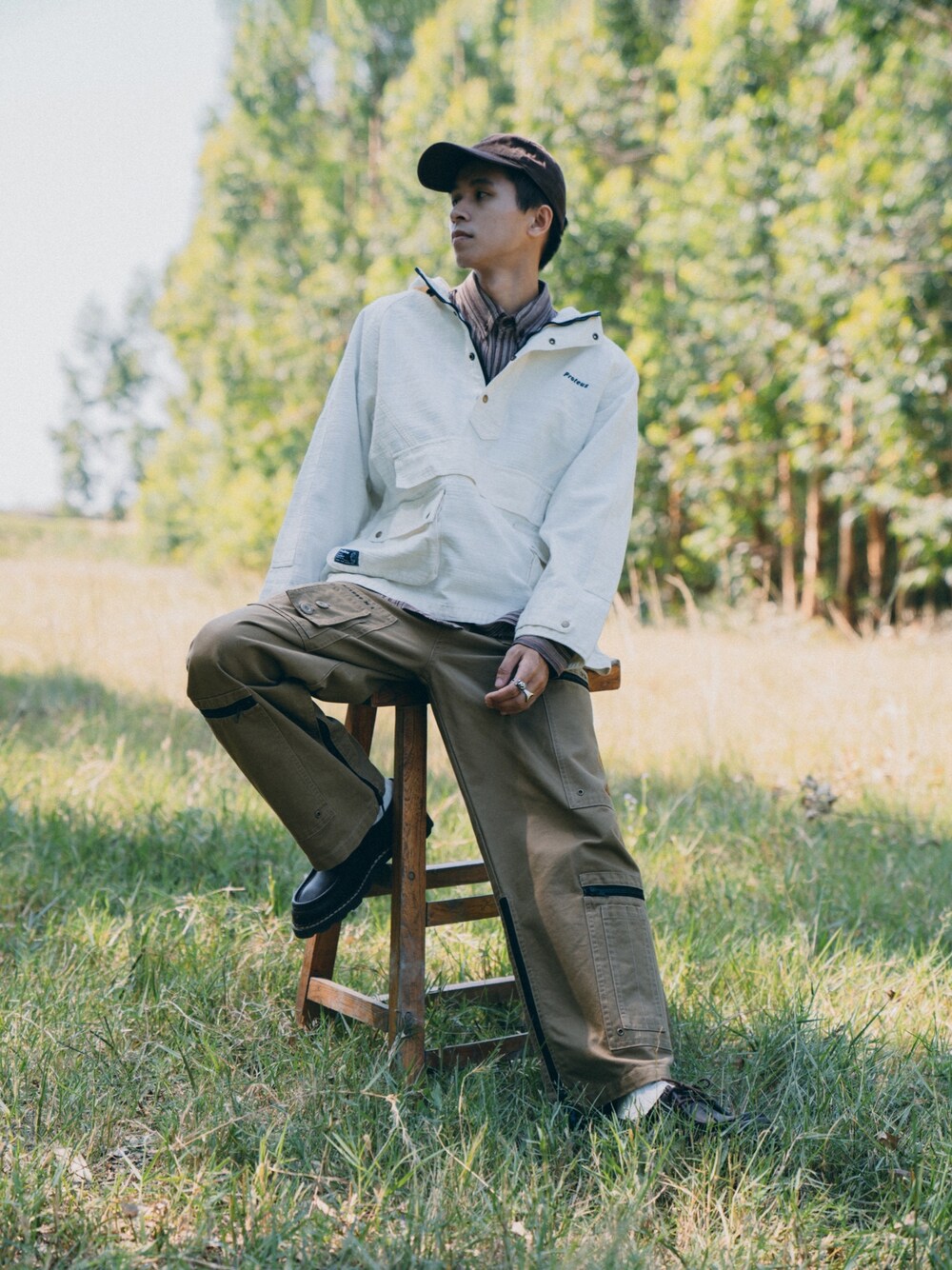 「ootd、秋のコーデ、秋コーデ、秋、休日スタイル、休日コーデ、Proteus、Paraboot」｜「Proteusのアイテム（ブルゾン、ベージュ系）」を使った、灰白光さん（メンズ・176cm）の秋コーディネートの1枚目の写真