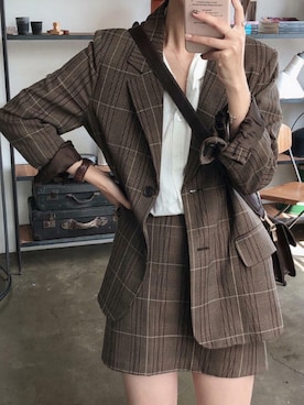 「韓国」｜「アイテム（セットアップ）」を使った、BUDZ ONLINE SHOPさん（レディース・165cm）の秋コーディネート