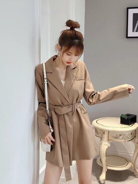 「二次会」｜「アイテム（トレンチコート）」を使った、BUDZ ONLINE SHOPさん（レディース・162cm）の秋コーディネート
