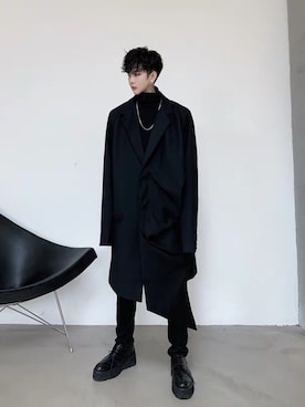 「オルチャンファッション」｜「アイテム（チェスターコート）」を使った、BUDZ ONLINE SHOPさん（メンズ・176cm）の冬コーディネート