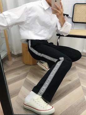 「オルチャンファッション」｜「アイテム（スラックス）」を使った、BUDZ ONLINE SHOPさん（メンズ・176cm）の春コーディネート