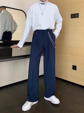 「オルチャンファッション」｜「アイテム（スラックス）」を使った、BUDZ ONLINE SHOPさん（メンズ・176cm）の秋コーディネート