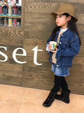 「AZUL by moussy（アズールバイマウジー）のアイテム（スウェット）」を使った、ai♡さん（キッズ・110cm）の冬コーディネート