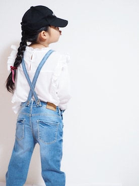 「白ブラウス」｜ai♡さん（キッズ・110cm）の冬コーディネート