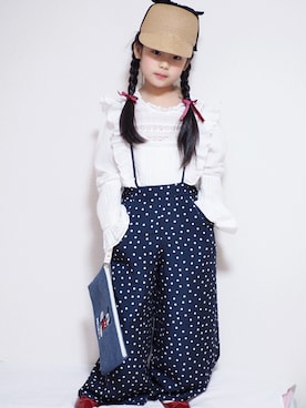 「白ブラウス」｜ai♡さん（キッズ・110cm）の冬コーディネート