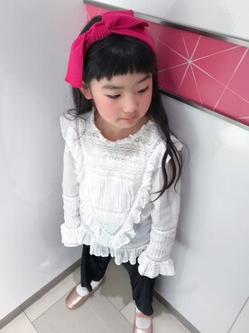 「白ブラウス」｜ai♡さん（キッズ・120cm）の春コーディネート