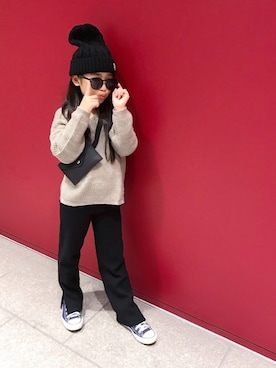 「コンバース ハイカット」｜「アイテム（ニットキャップ/ビーニー）」を使った、ai♡さん（キッズ・120cm）の秋コーディネート