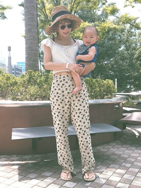 「EDIT. FOR LULU（エディットフォールル）のアイテム（その他パンツ、ベージュ系）」を使った、shokotasoさん（レディース・157cm）の夏コーディネート