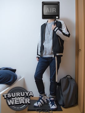 「EDIFICE（エディフィス）のアイテム（ブルゾン）」を使った、つるやさん（メンズ・173cm）の春コーディネート
