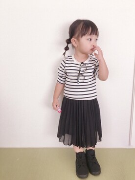 「Birthday（バースデイ）のアイテム（トップス、ホワイト系）」を使った、KaNyaDeʕ·͡ˑ·ཻʔさん（キッズ・140cm）の秋コーディネート