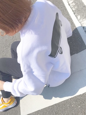「152cm」｜「アイテム（スウェット）」を使った、r u uさん（レディース・152cm）の春コーディネート
